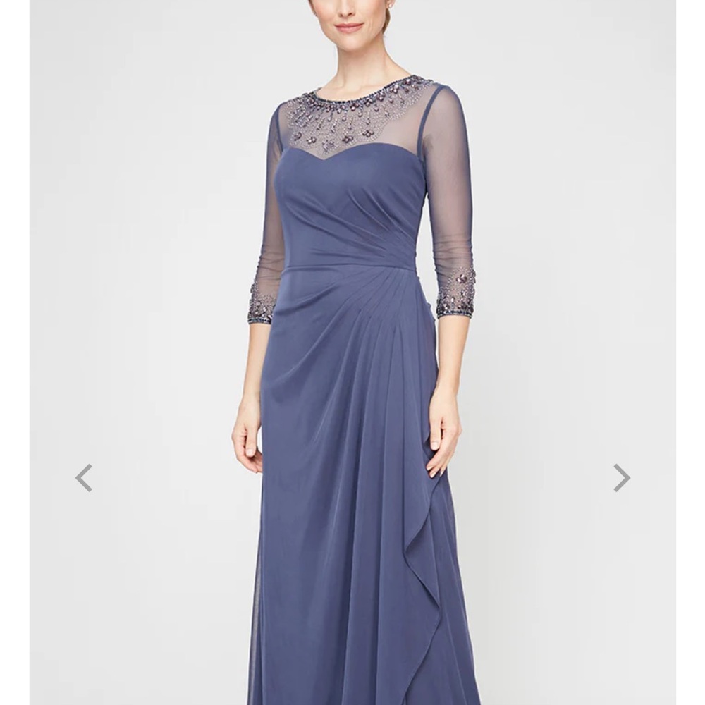Alex Evenings Navy Long Sleeve Dress